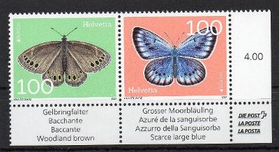 Švýcarsko 2021, kompl.serie/soutisk EUROPA - motýli,  svěží