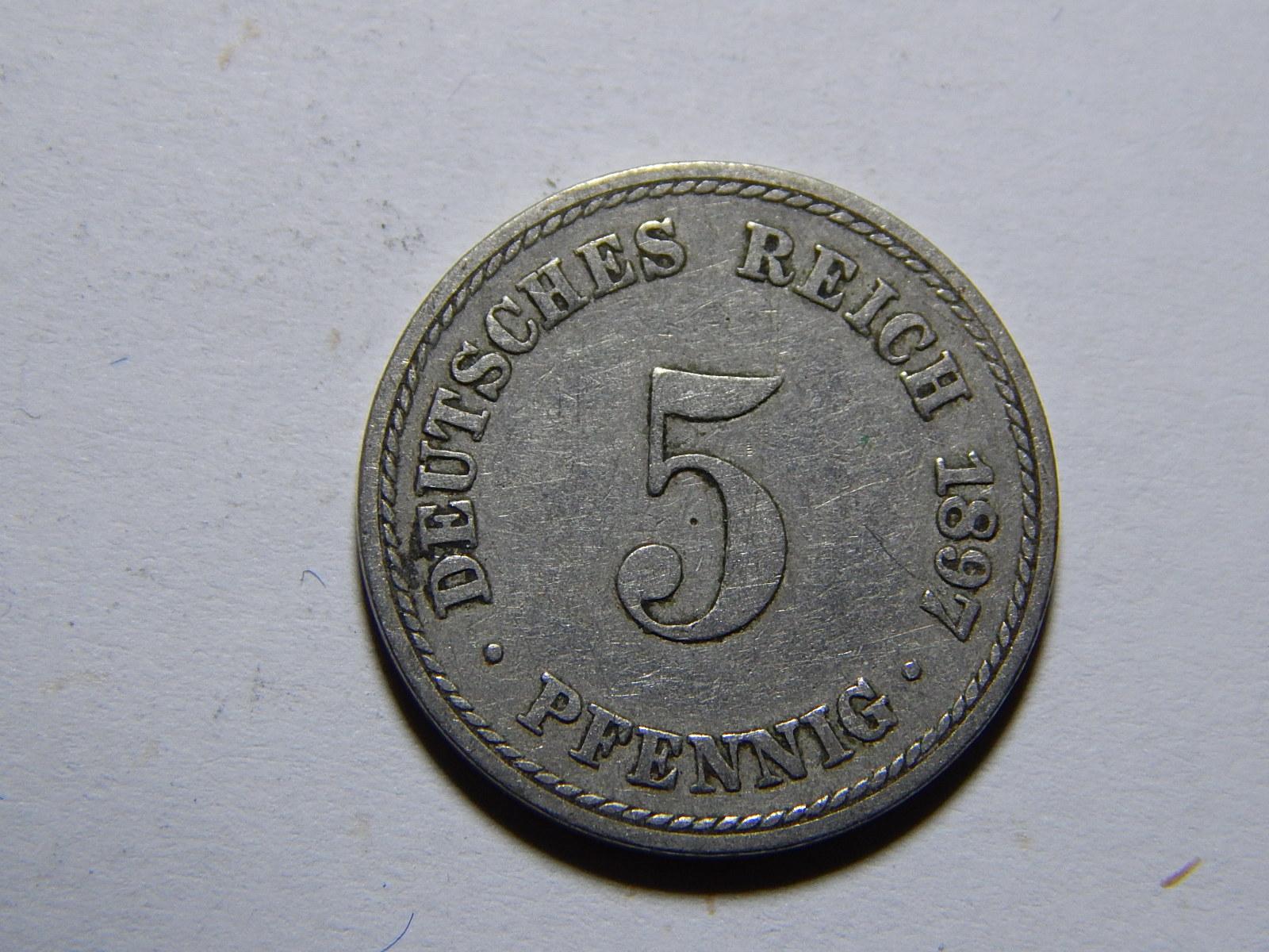 Nemecko Cisárstvo 5 Pfennig 1897A XF č29684 - Numizmatika
