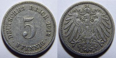 Německo Císařství 5 Pfennig 1912A XF č30721