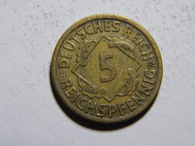 Německo Výmarsko 5 Reichspfennig 1926A XF č30260