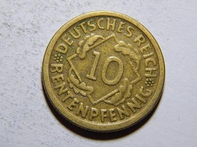 Německo Výmarsko 10 Rentenpfennig 1924A XF č30243