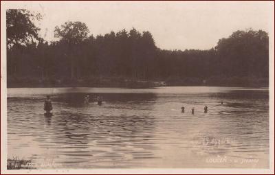 Loučeň * Jívový rybník, lidé, koupání, orig. foto * Nymburk * M1095