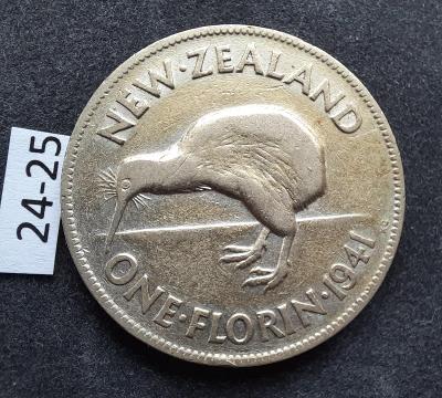 Nový Zéland 1 FLORIN 1941 stříbro 0,500