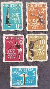 Albánie 1962 Olympijské hry Tokio 64, série 5ks známek