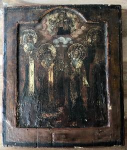 RUSKÁ IKONA 31×27 cm Čtyři Svatí 18. století