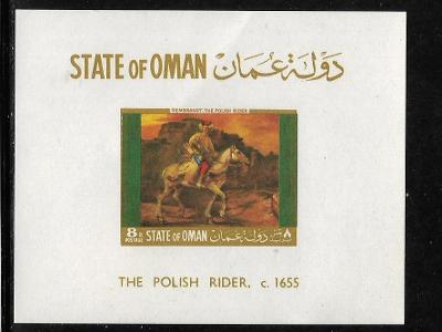 Omán - Rembrandt - Polský jezdec - koně v umění