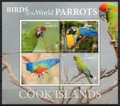 Cookovy ostrovy-Papoušci 2019**  Mi.Bl.276 / 95 €