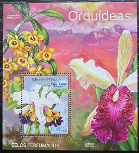 Svatý Tomáš 2014 Orchideje Mi# Block 974 Kat 10€ 2075