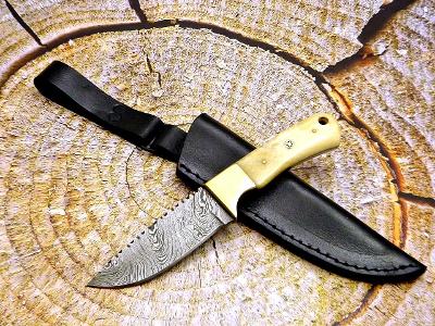 222/ Damaškový lovecký nůž. Rucni vyroba. MIKARTA MOSAZ