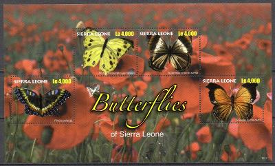 Sierra Leone-Motýli 2010**  Mi.5363-5366 / 10 €