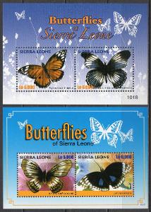 Sierra Leone-Motýli 2010**  Mi.Bl.644-645 / 15 €