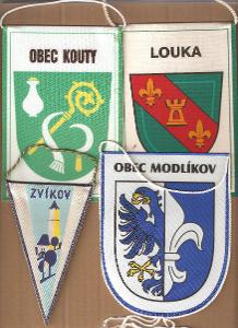 Louka / Kouty / Modlíkov / Zvíkov (na rubu Orlík) /místopisné vlaječky
