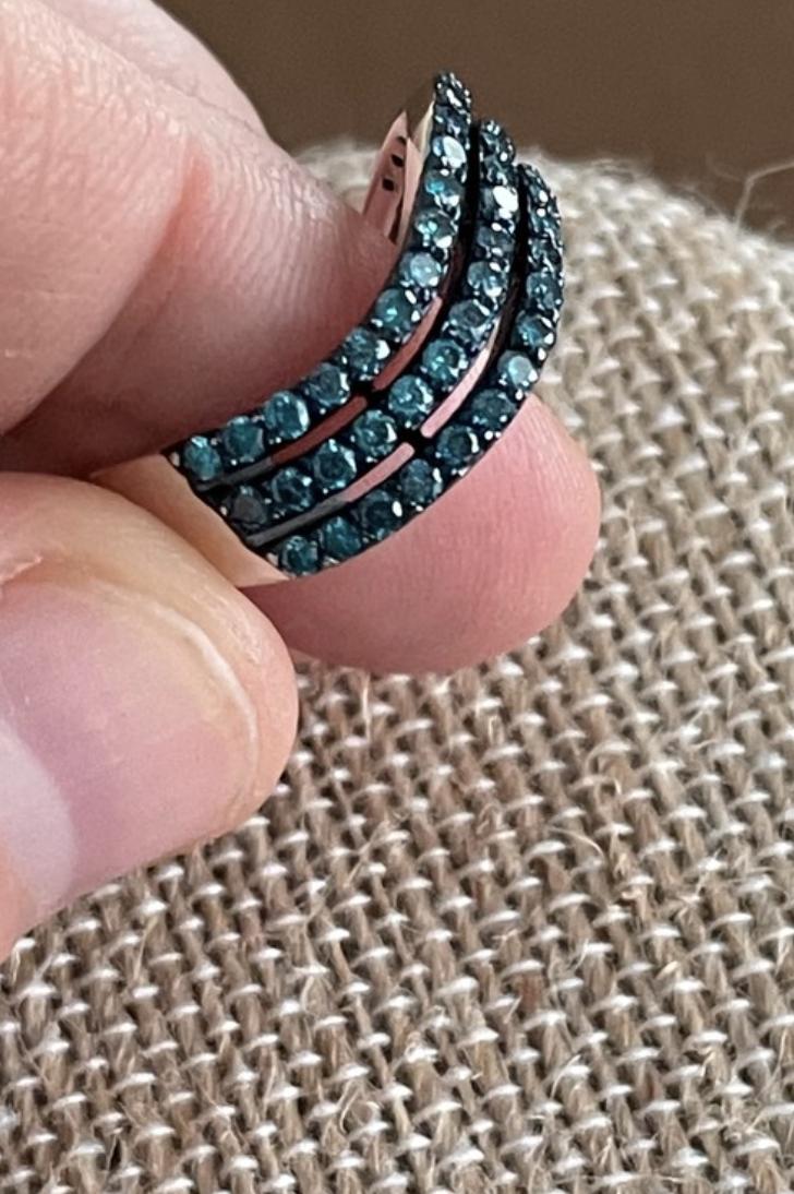 Stříbrný prsten stříbro 925/1000 modré diamanty 0,81ct  - Šperky
