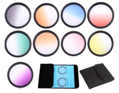 sada 9 barevných přechodových gradient filtrů 37mm + zdarma 2x pouzdro