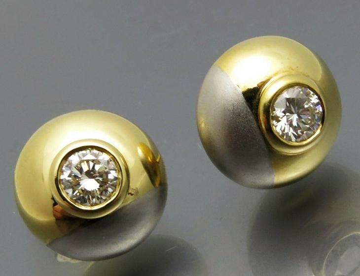Náušnice/diamanty 0,70 ct.H-VSI/14 k./9,8 gr./12 mm. - Šperky