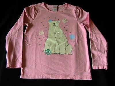 Dívčí tričko s vločkami  a medvědem - DR - Gymboree - 8 let - 128/134