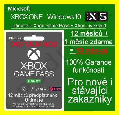 Xbox Game Pass Ultimate 12 měsíců + 1 měsíc (včetne Xbox Live Gold)