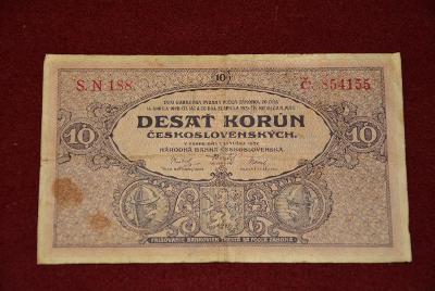 bankovka 10 korún Československých 1927 séria SN