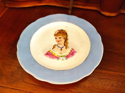 Starý krásný porcelánový talířek - ručně malovaný