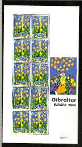 EUROPA 2000 společné vydání s ČR - Gibraltar 4xPL (kat. cena 8.000 Kč)