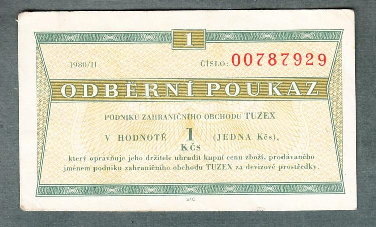 TUZEX BONY 1 kčs 2/1980 - Bankovky