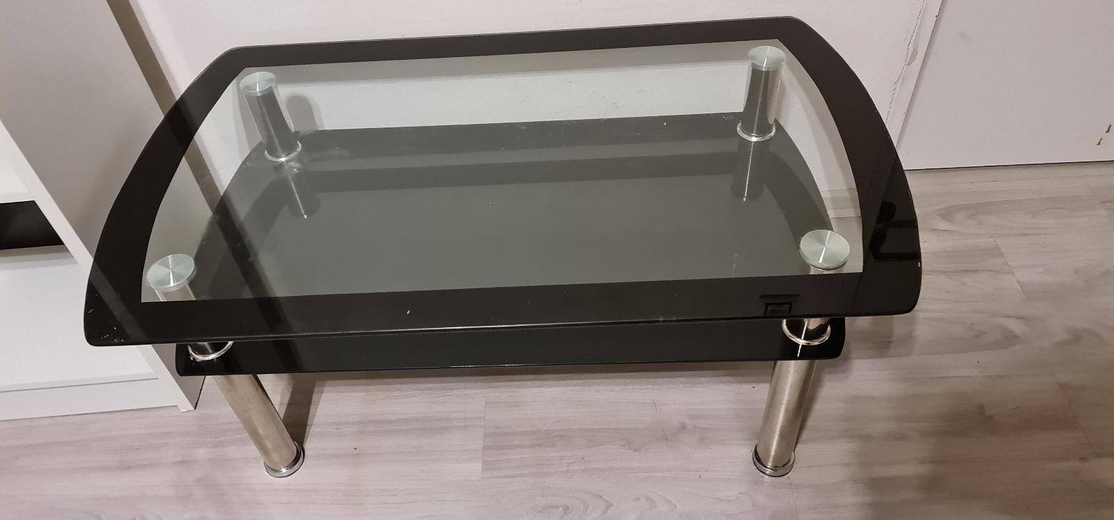 sklěněný nerezový stolek konferenční - nerez sklo 100x60cm - Nábytok