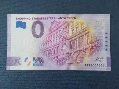 Numismatika 0 euro bankovka Souvenir Suvenýr Antwerpen Antverpy Belgie