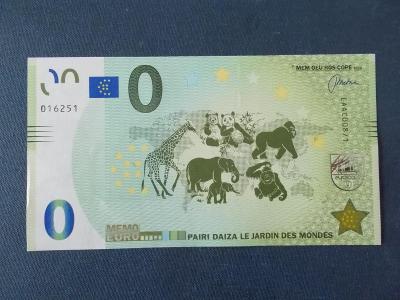 Numismatika 0 euro bankovka Souvenir Suvenýr ZOO Belgie Pairi Zaira