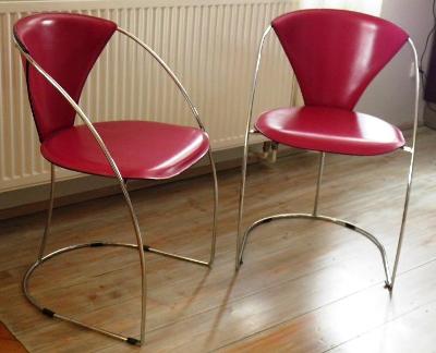 2 židle ARRBEN Italy design, chrom a kůže