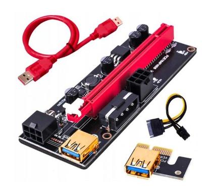 RISER PCI-e x16 na PCI-e x1 -PCIe GPU MOLEX verzia 009 2021 RED