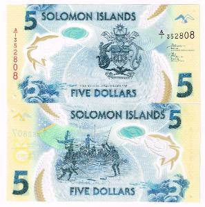 Šalamounovy ostrovy 5 dol P-New 2019 UNC Polymer