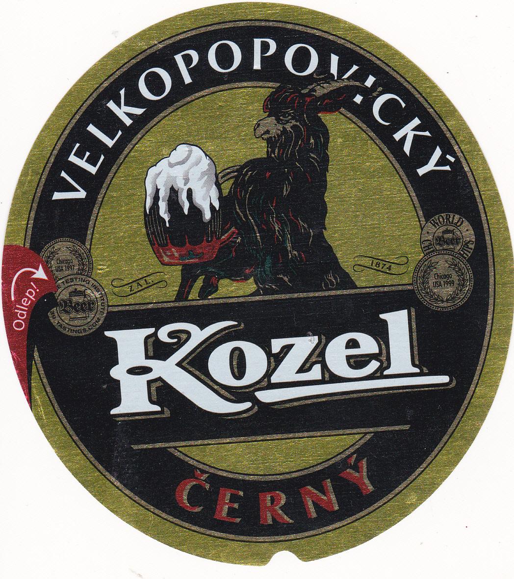 P.E. - Velké Popovice, černý ( kozel ) - Pivní etikety