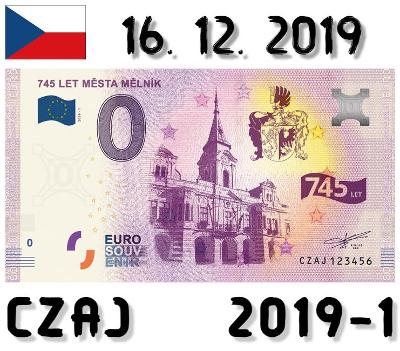 0 Euro Souvenir | 745 LET MĚSTA MĚLNÍK | CZAJ | 2019