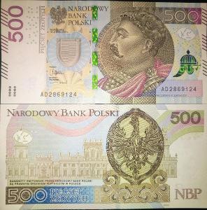 500 Zlotych Poľsko 2016 Pick #191a UNC - POSLEDNÝ KUS