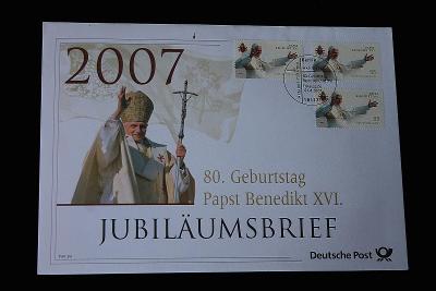 Jubiläumsbrief Deutsche Post: 80. Geburtstag Papst Benedikt XVI.  (k2)