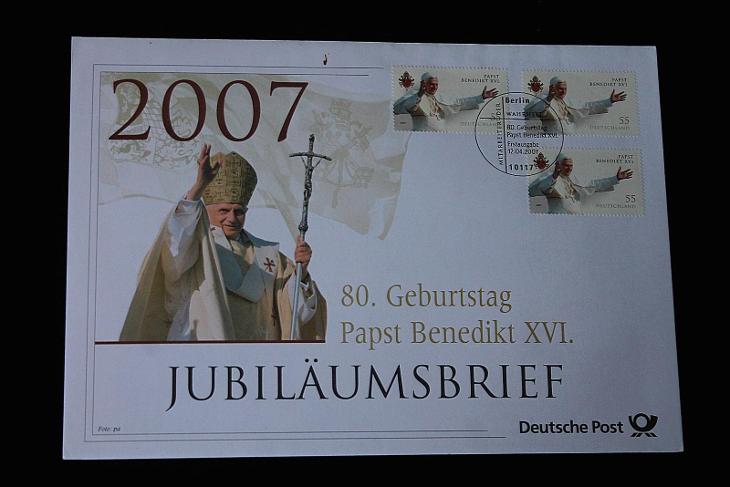 Jubiläumsbrief Deutsche Post: 80. Geburtstag Papst Benedikt XVI.  (k2) - Filatelie
