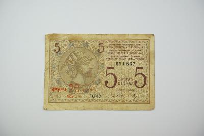 5 dinar / 20 kruna 1919 s. D