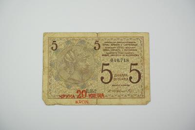 5 dinar / 20 kruna 1919 s B
