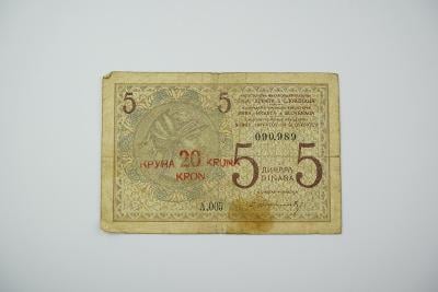 5 dinar / 20 kruna 1919 s A