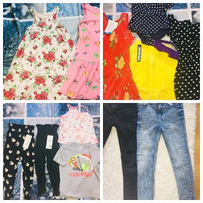Set dievčenské oblečenie, šaty, rifle, sukne, nohavice, 122/128, 7 - 9 rokov