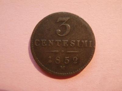 3 Centesimi 1852 M , Č2