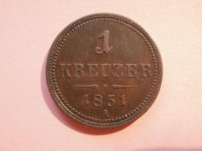 1 Krejcar 1851 A ,   STAV  