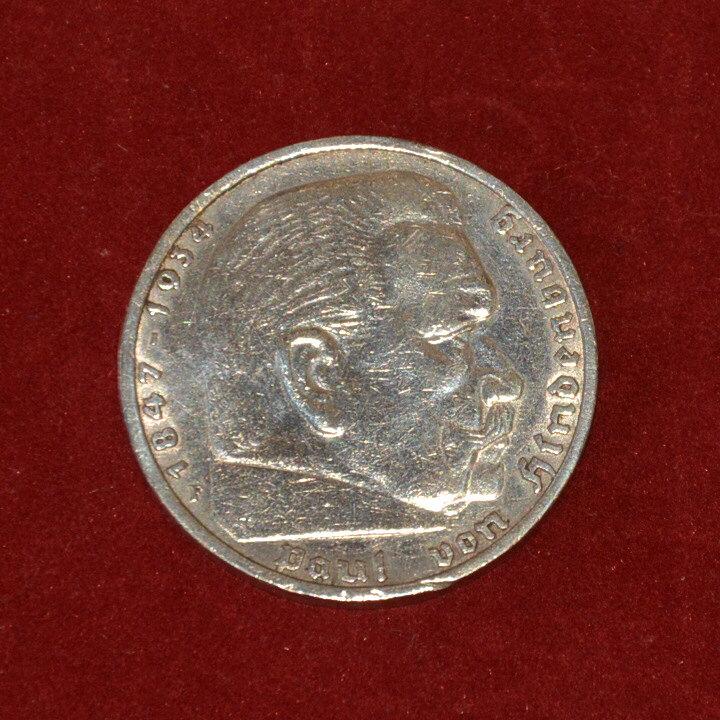 strieborná minca, Ag 5 mark 1936 Paul Von Hindenburg - Numizmatika