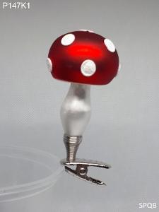 P147K1 - nízká houba, rudá/ mat, 7cm, klips