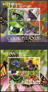 Cookovy ostrovy-Motýli 2019**  Mi.Bl-277-278 / 160 €
