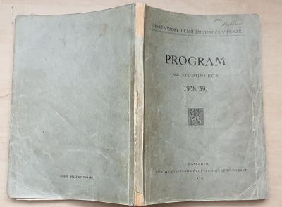 ČVUT program na studijní rok 1938/39