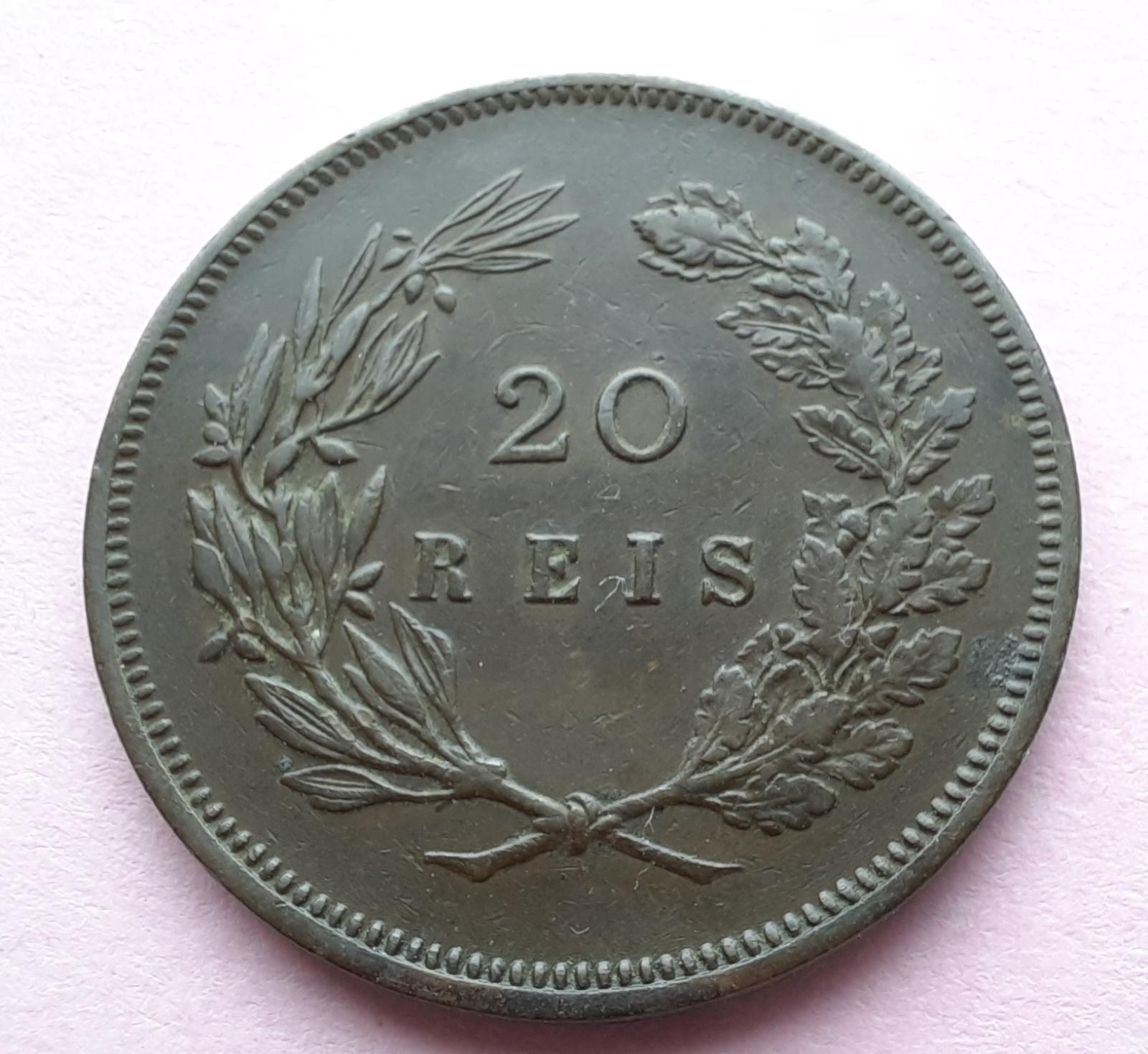 Portugalsko - 20 REIS 1891 Carlos I - Numismatika