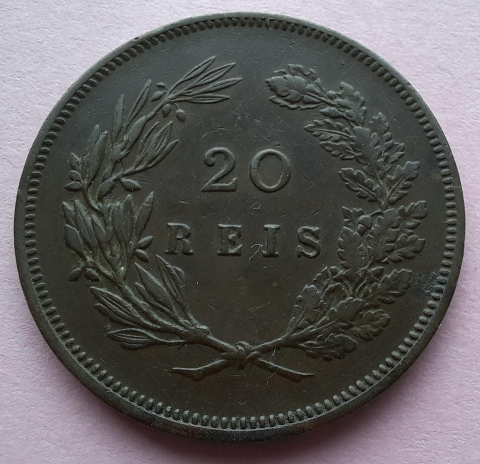 Portugalsko - 20 REIS 1891 Carlos I - Numismatika