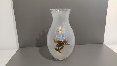 Váza matovaná, broušené hrdlo, ručně malovaná (s)