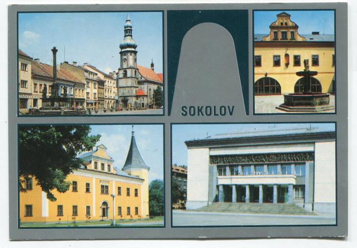 SOKOLOV - náměstí, kašna... - Pohlednice místopis